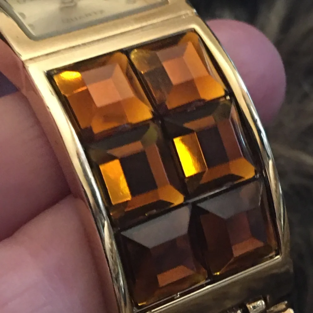 Peck & Peck brown topaz stone cuff watch
